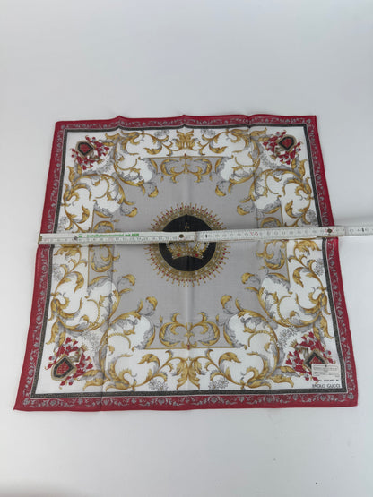 Vintage Gucci Scarf Red Gold Grey