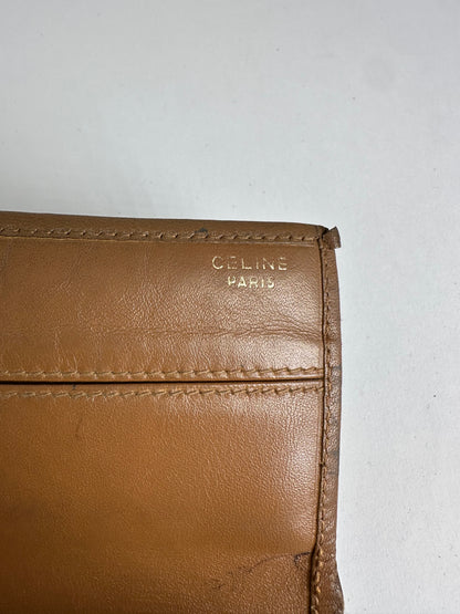 Vintage Celine Macadam Canvas Bifold Wallet Brown Gold