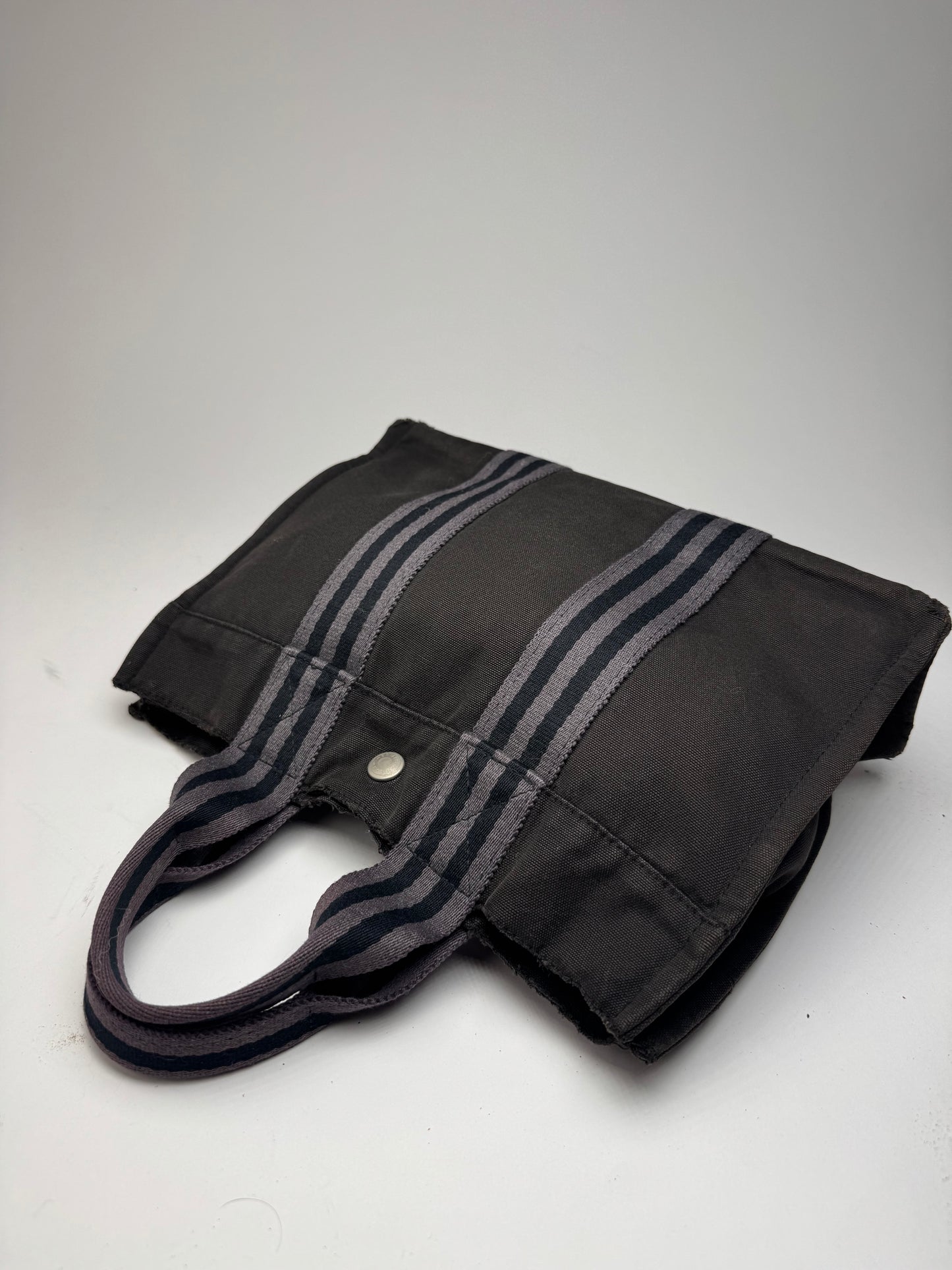 Vintage Hermes Canvas Mini Tote Bag Black