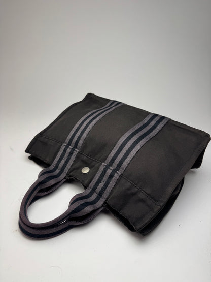 Vintage Hermes Canvas Mini Tote Bag Black