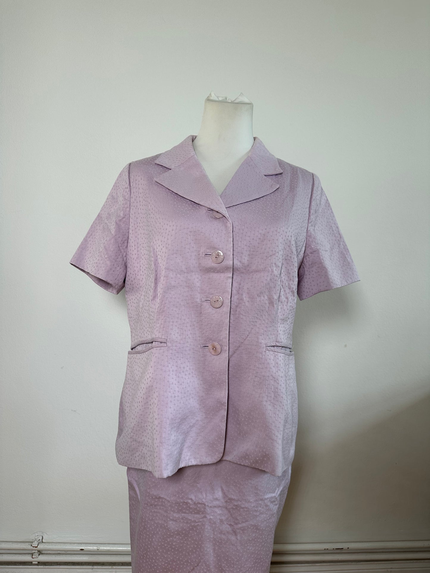 Vintage Givenchy Textured Silk Blend Twin Set Blazer Lavender S