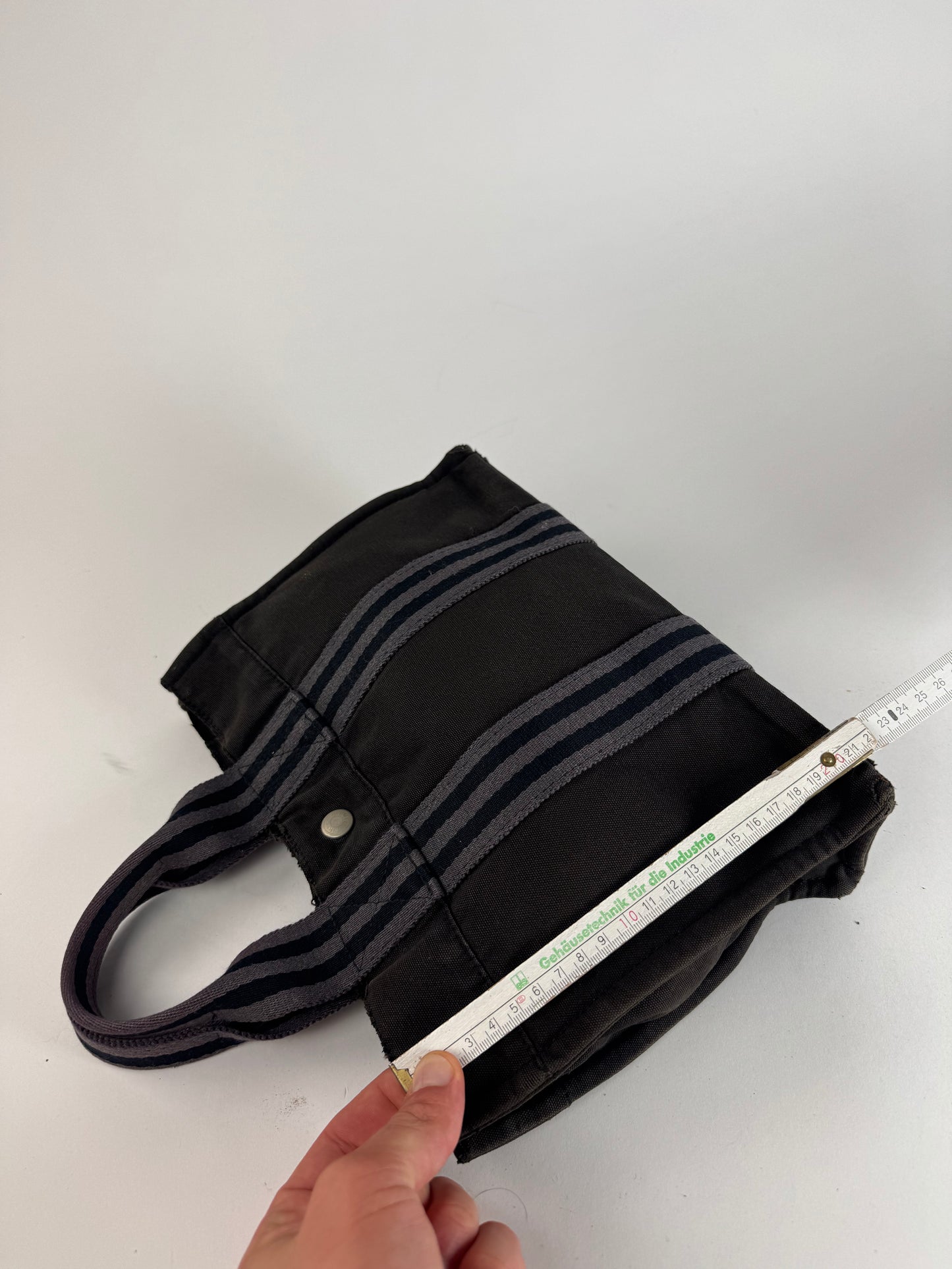 Vintage Hermes Canvas Mini Tote Bag Black