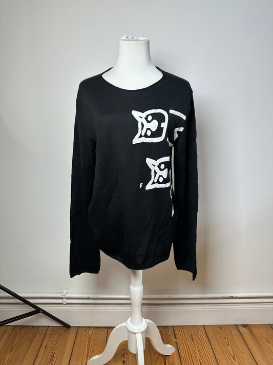 Vintage Comme Des Garçons Wool Crewneck Black white M