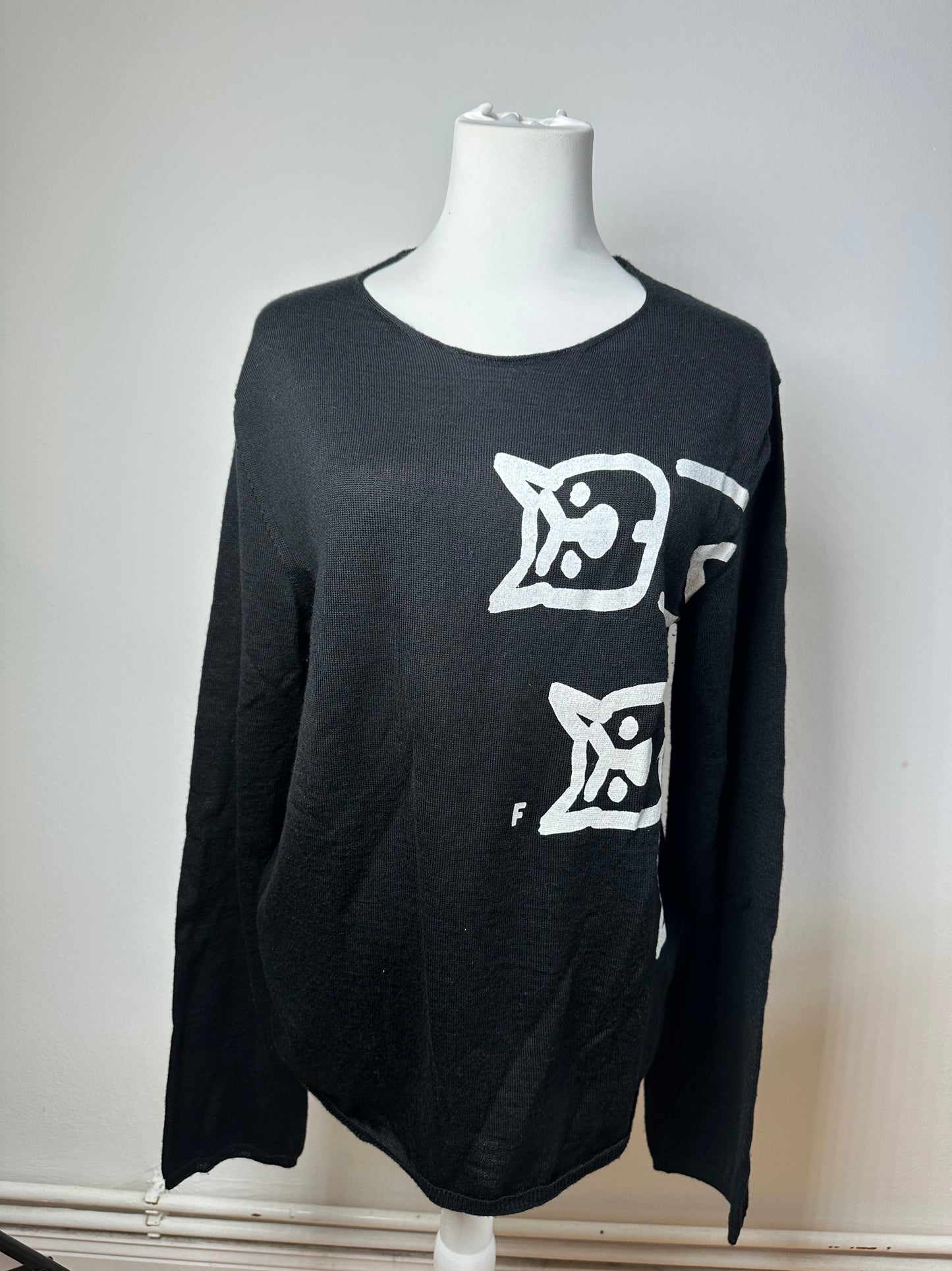 Vintage Comme Des Garçons Wool Crewneck Black white M