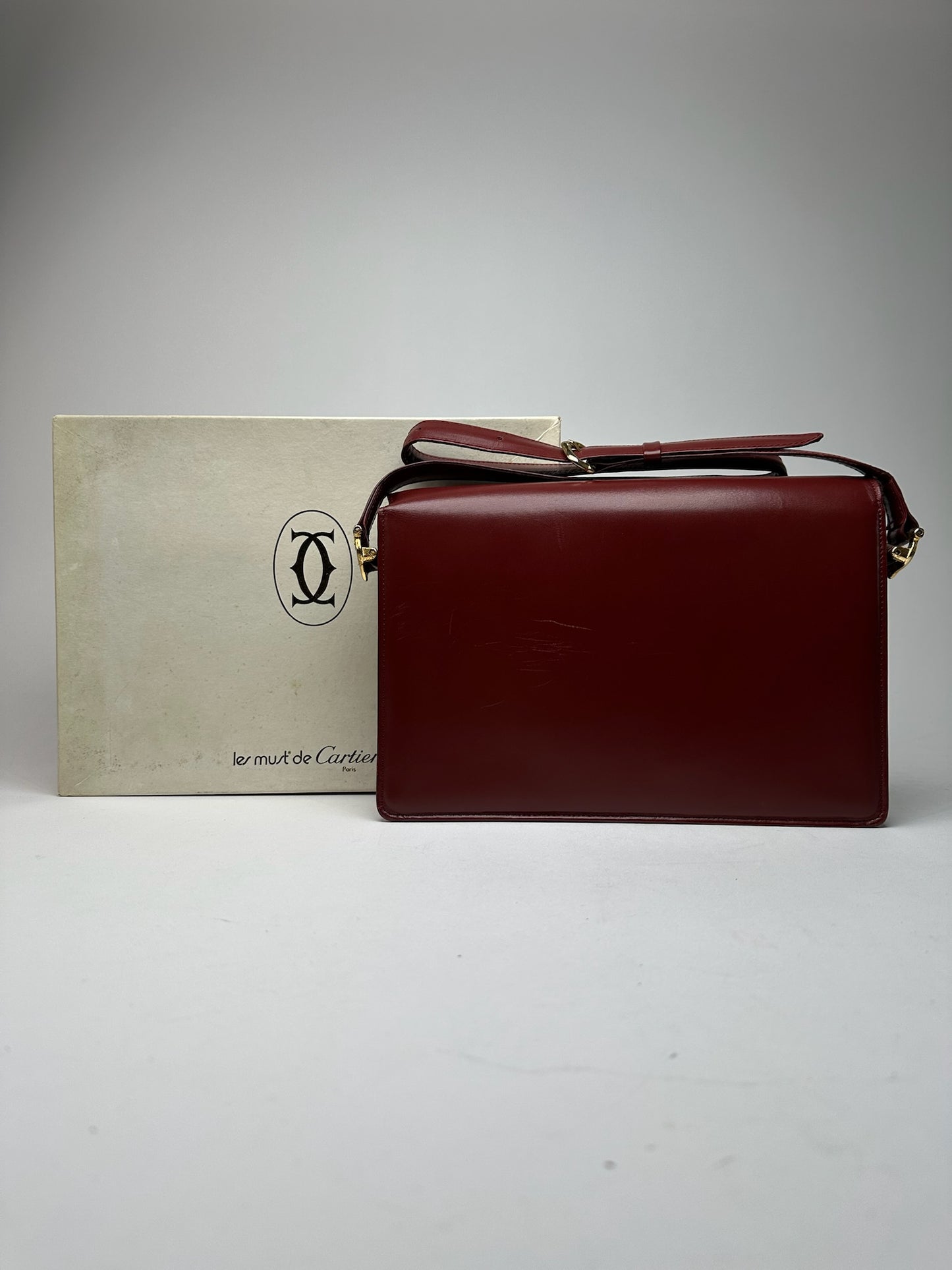 Vintage Cartier leather bag burgundy