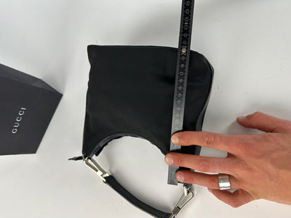 Vintage Gucci Nylon GG Canvas Hobo Shoulder Bag Black