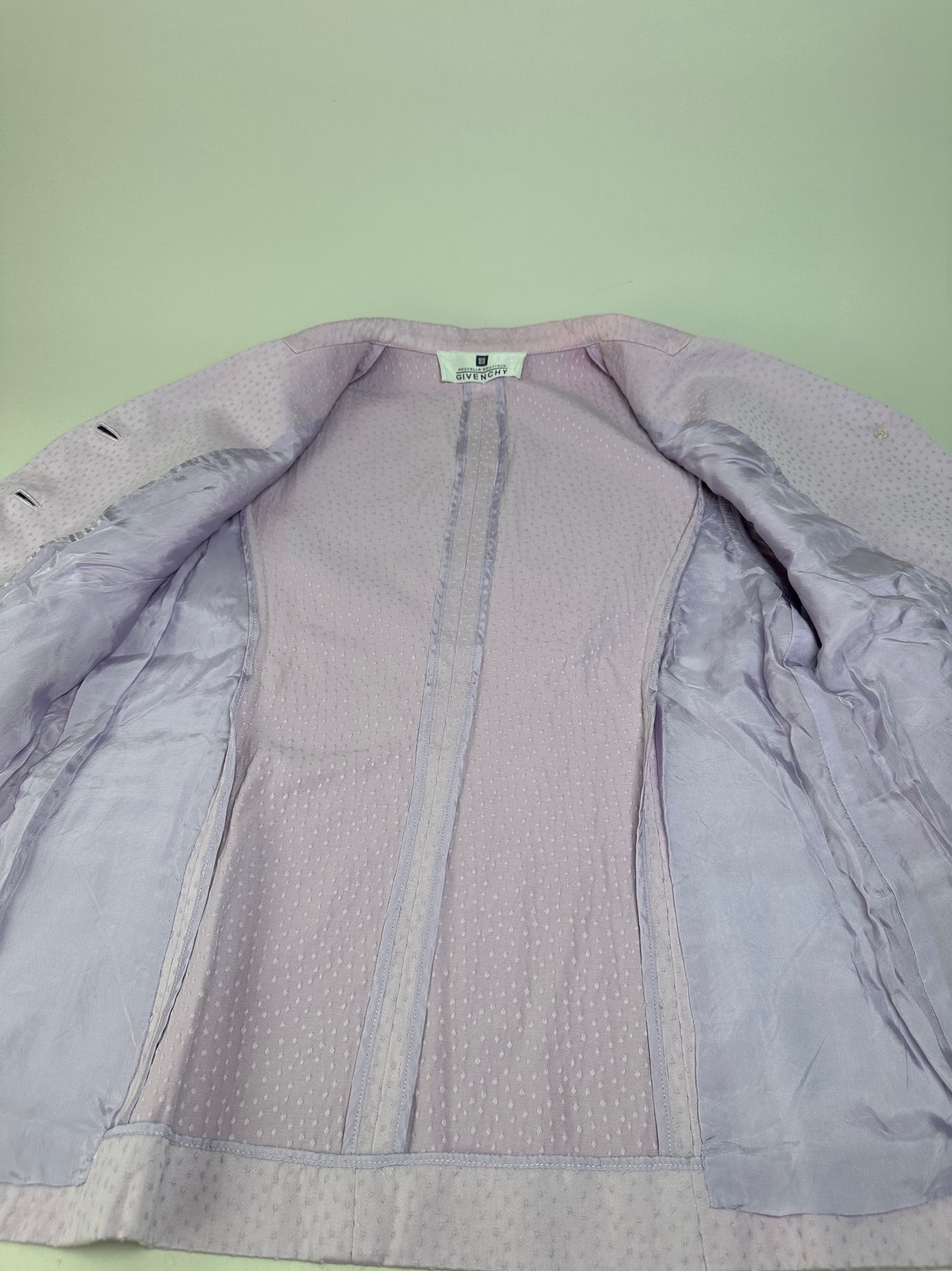 Vintage Givenchy Textured Silk Blend Twin Set Blazer Lavender S