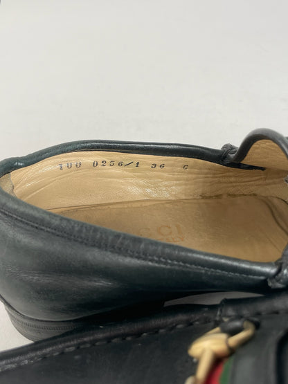 Vintage Gucci Horsebit Leather Loafer Black 36C