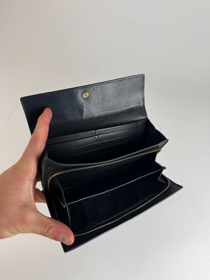 Vintage Bottega Veneta Intrecciato Leather Wallet Black