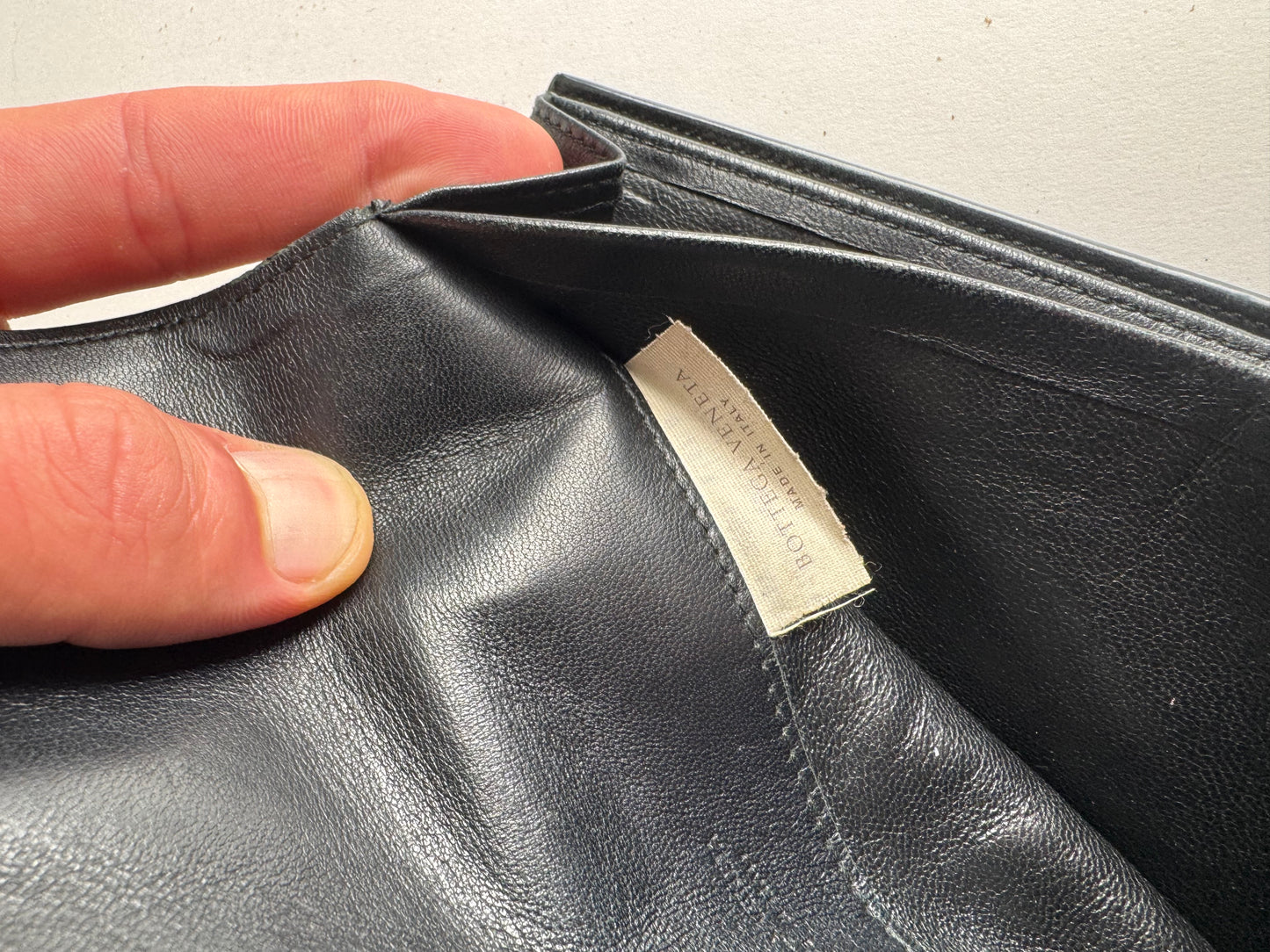 Vintage Bottega Veneta Intrecciato Leather Wallet Black