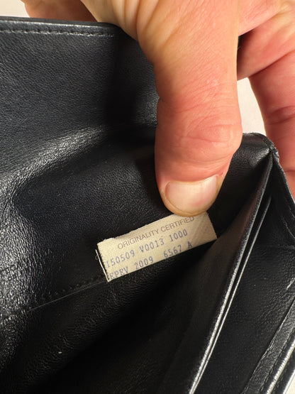 Vintage Bottega Veneta Intrecciato Leather Wallet Black