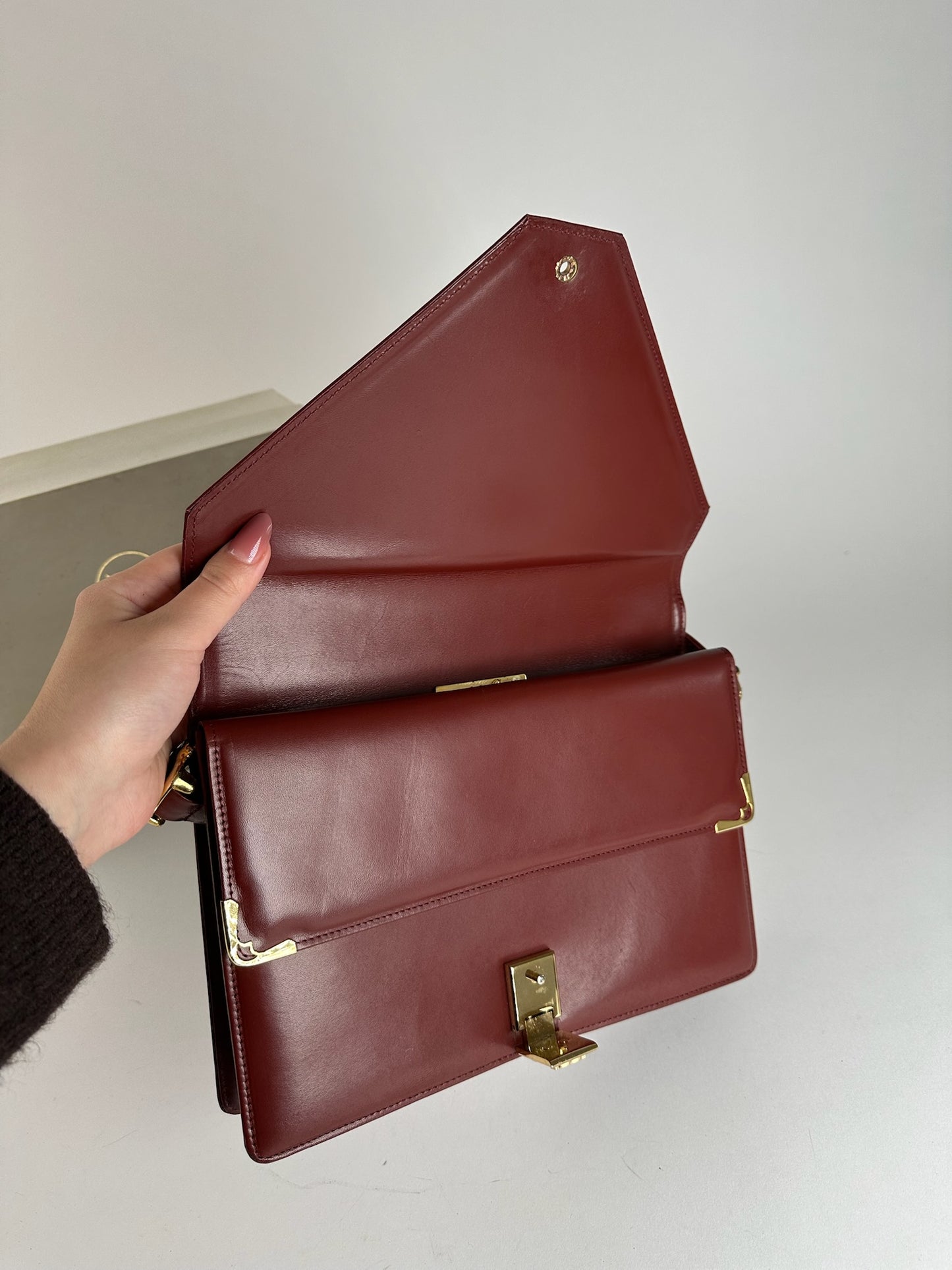 Vintage Cartier leather bag burgundy