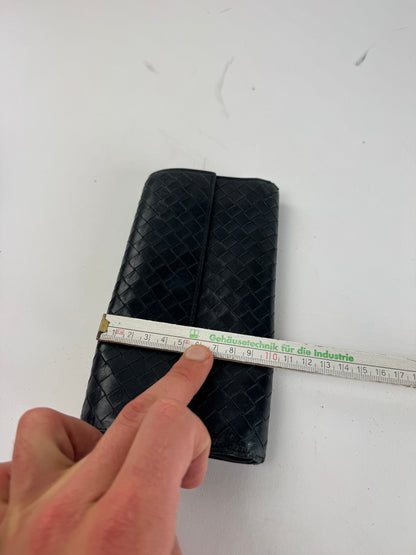 Vintage Bottega Veneta Intrecciato Leather Wallet Black