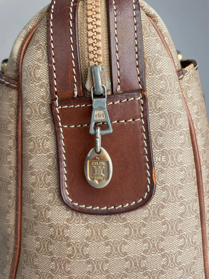 Vintage Celine Leather Monogram Handbag Beige Brown