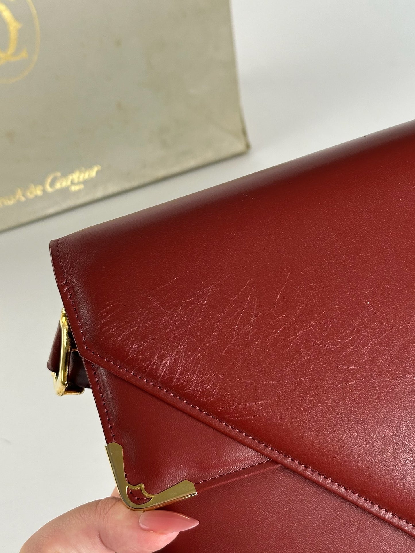Vintage Cartier leather bag burgundy