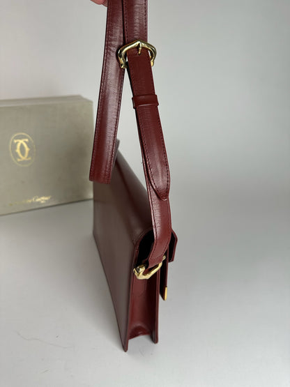 Vintage Cartier leather bag burgundy