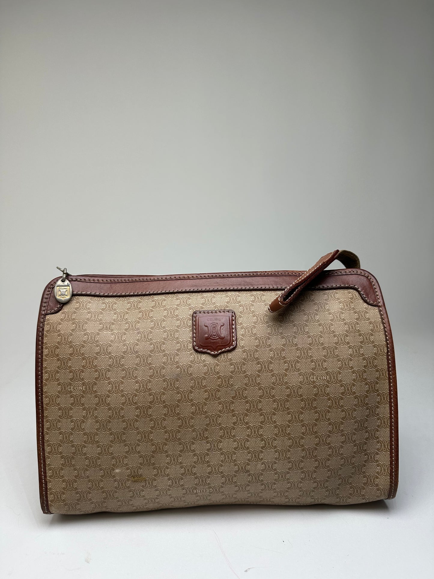 Vintage Celine Macadam Canvas Clutch Bag Beige