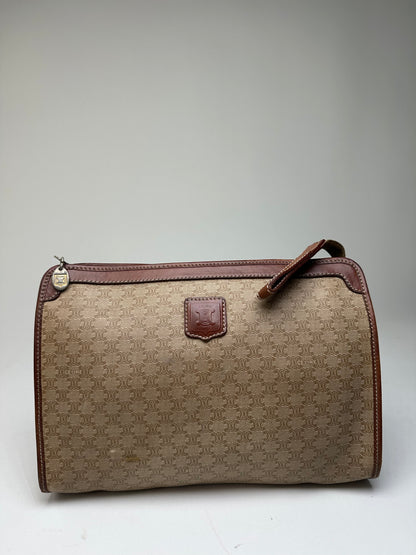 Vintage Celine Macadam Canvas Clutch Bag Beige