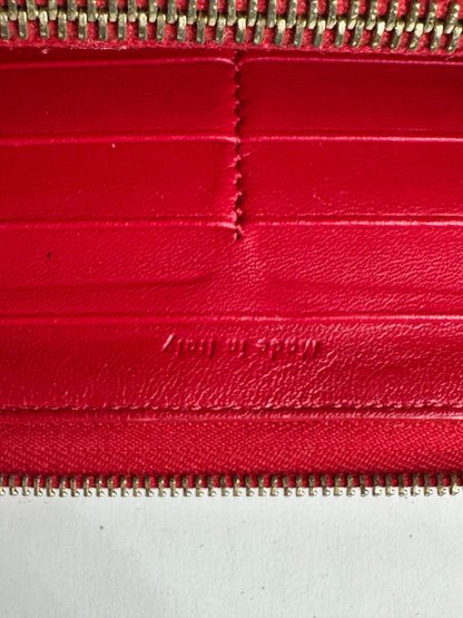 Vintage Celine Classic Leather Zippered Wallet Red Gold