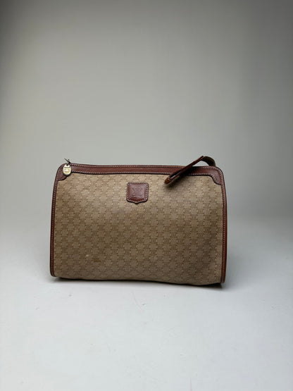 Vintage Celine Macadam Canvas Clutch Bag Beige