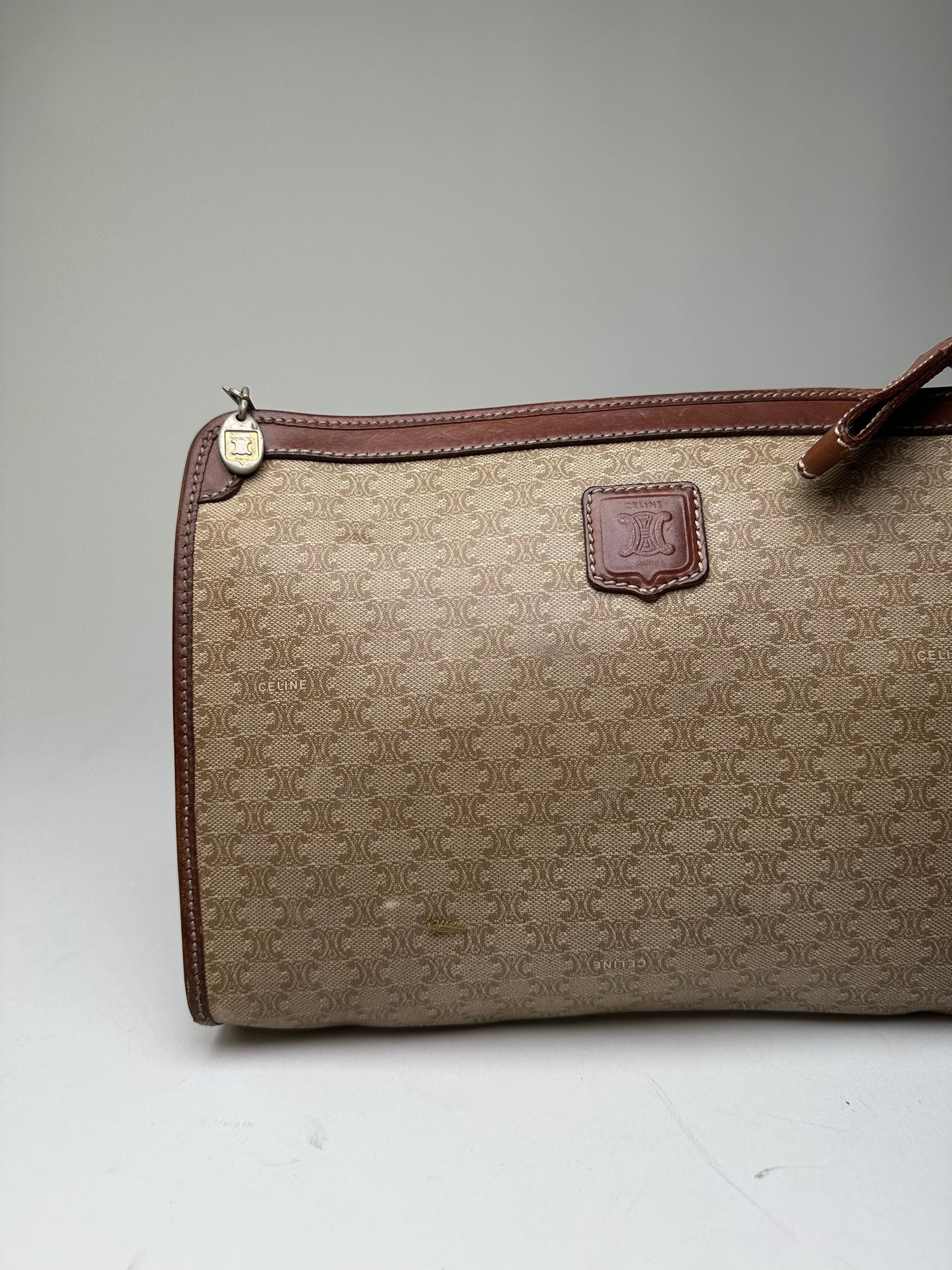 Vintage Celine Macadam Canvas Clutch Bag Beige
