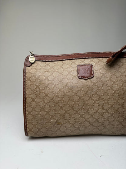 Vintage Celine Macadam Canvas Clutch Bag Beige