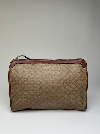 Vintage Celine Macadam Canvas Clutch Bag Beige
