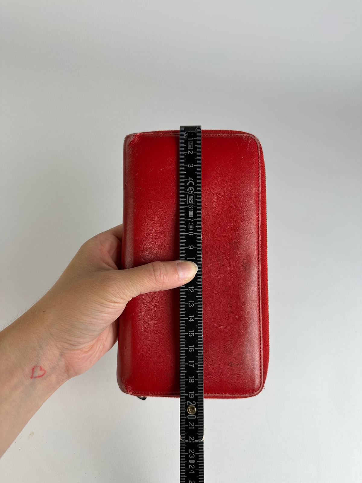 Vintage Celine Classic Leather Zippered Wallet Red Gold