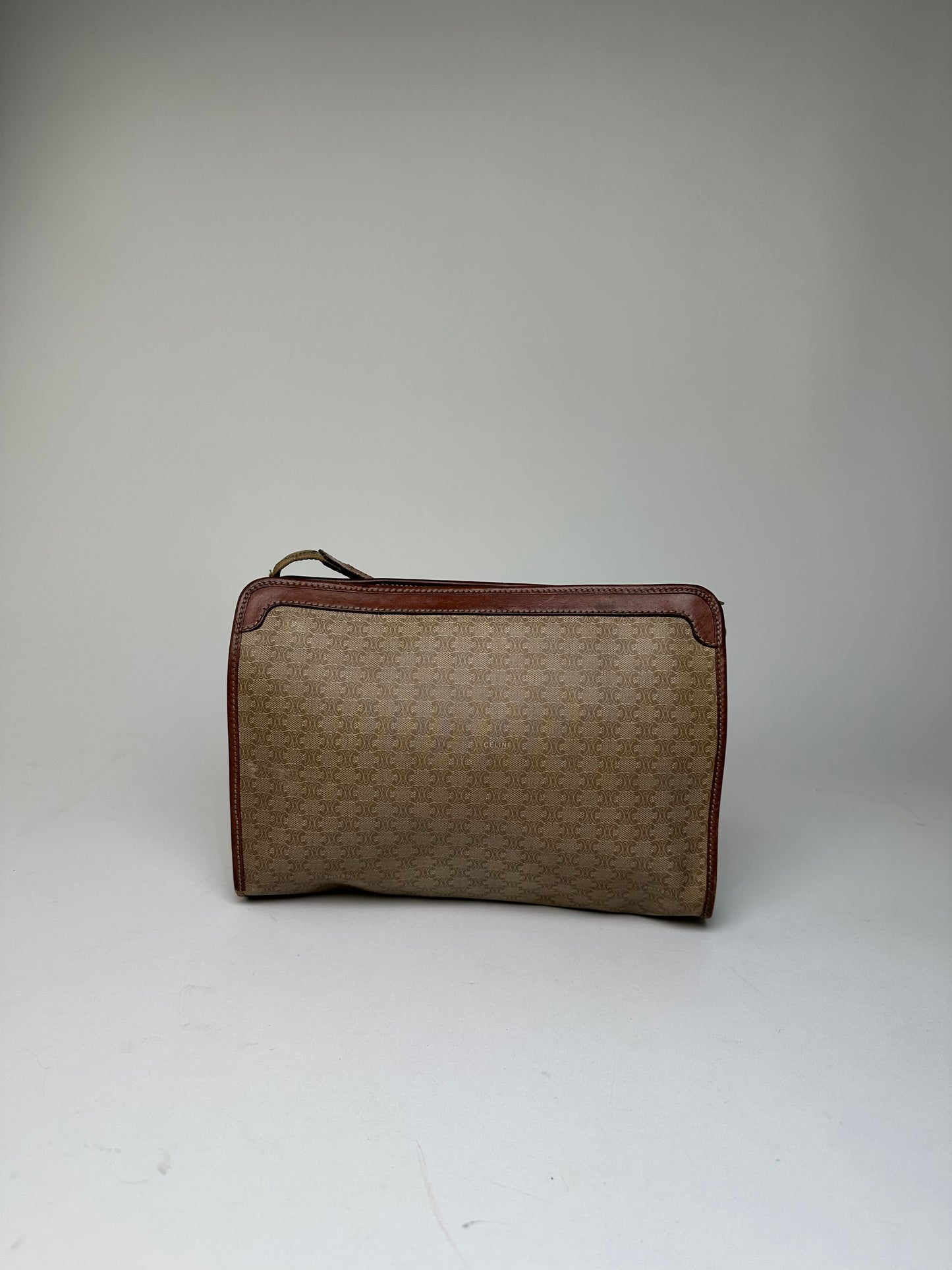Vintage Celine Macadam Canvas Clutch Bag Beige