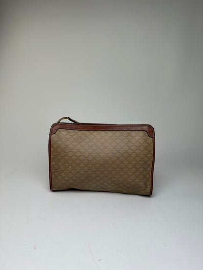 Vintage Celine Macadam Canvas Clutch Bag Beige