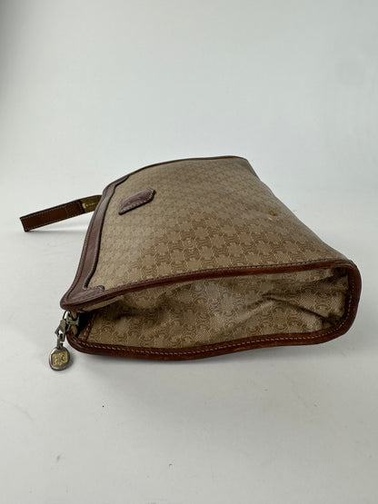 Vintage Celine Macadam Canvas Clutch Bag Beige