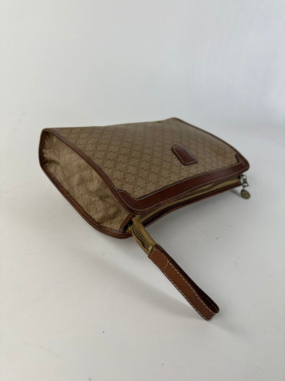 Vintage Celine Macadam Canvas Clutch Bag Beige