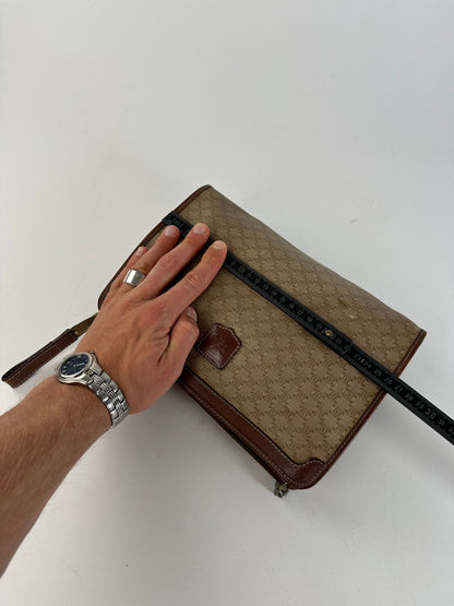 Vintage Celine Macadam Canvas Clutch Bag Beige
