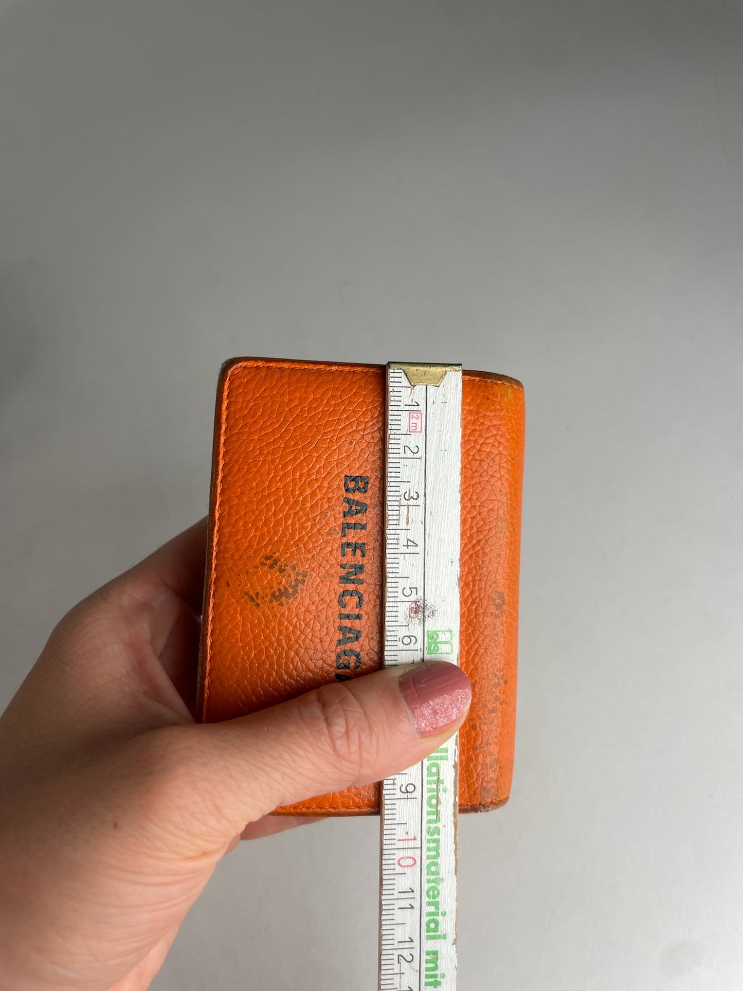Vintage Balenciaga Leather Card Holder Wallet Orange Black
