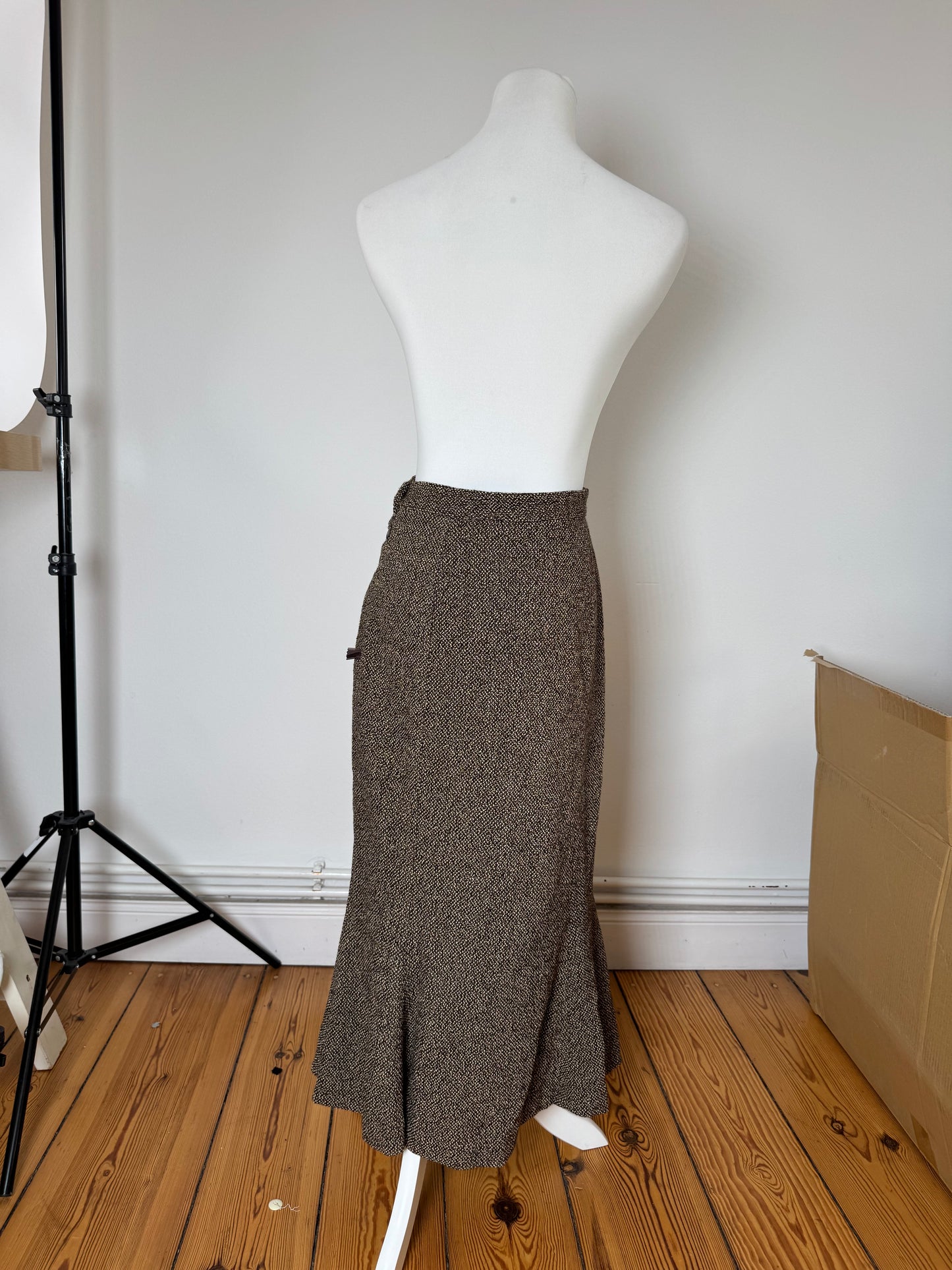 Vintage Fendi Roma wool skirt brown M