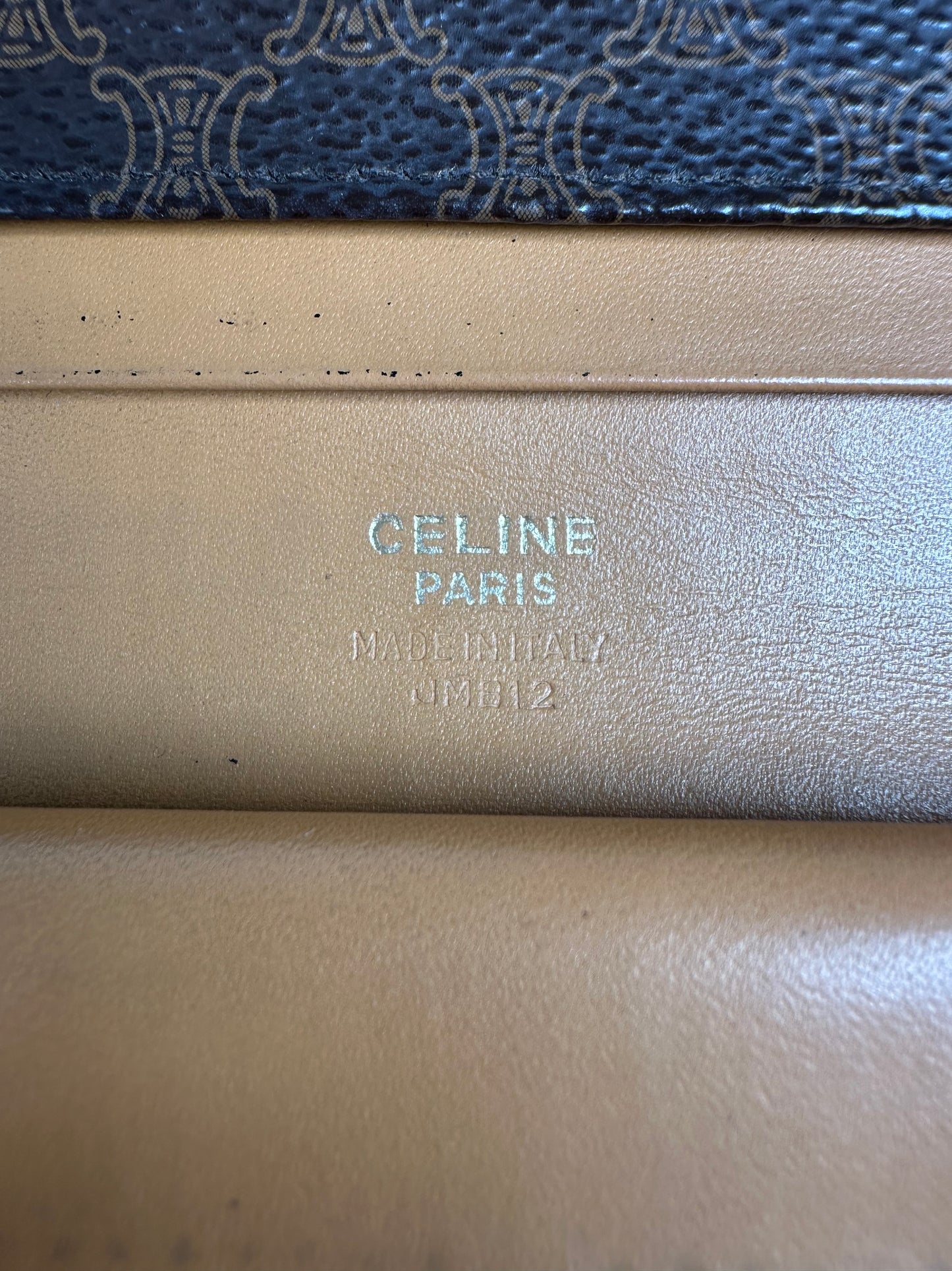 Vintage Celine Coated Canvas Long Wallet Dark Brown Tan Gold