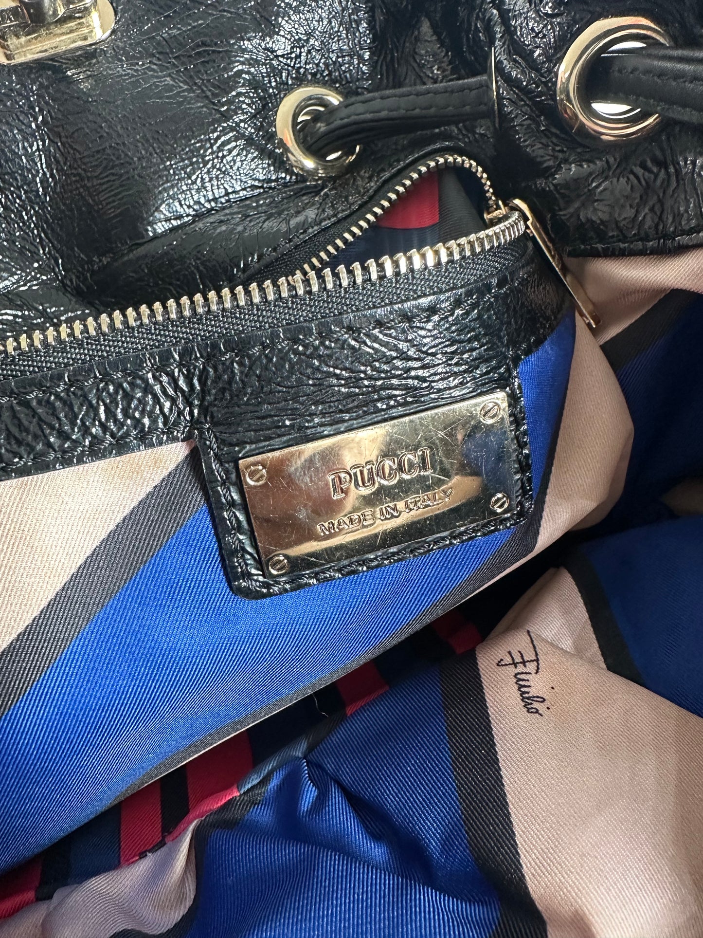 Vintage Emilio Pucci Patent Leather Handbag Black