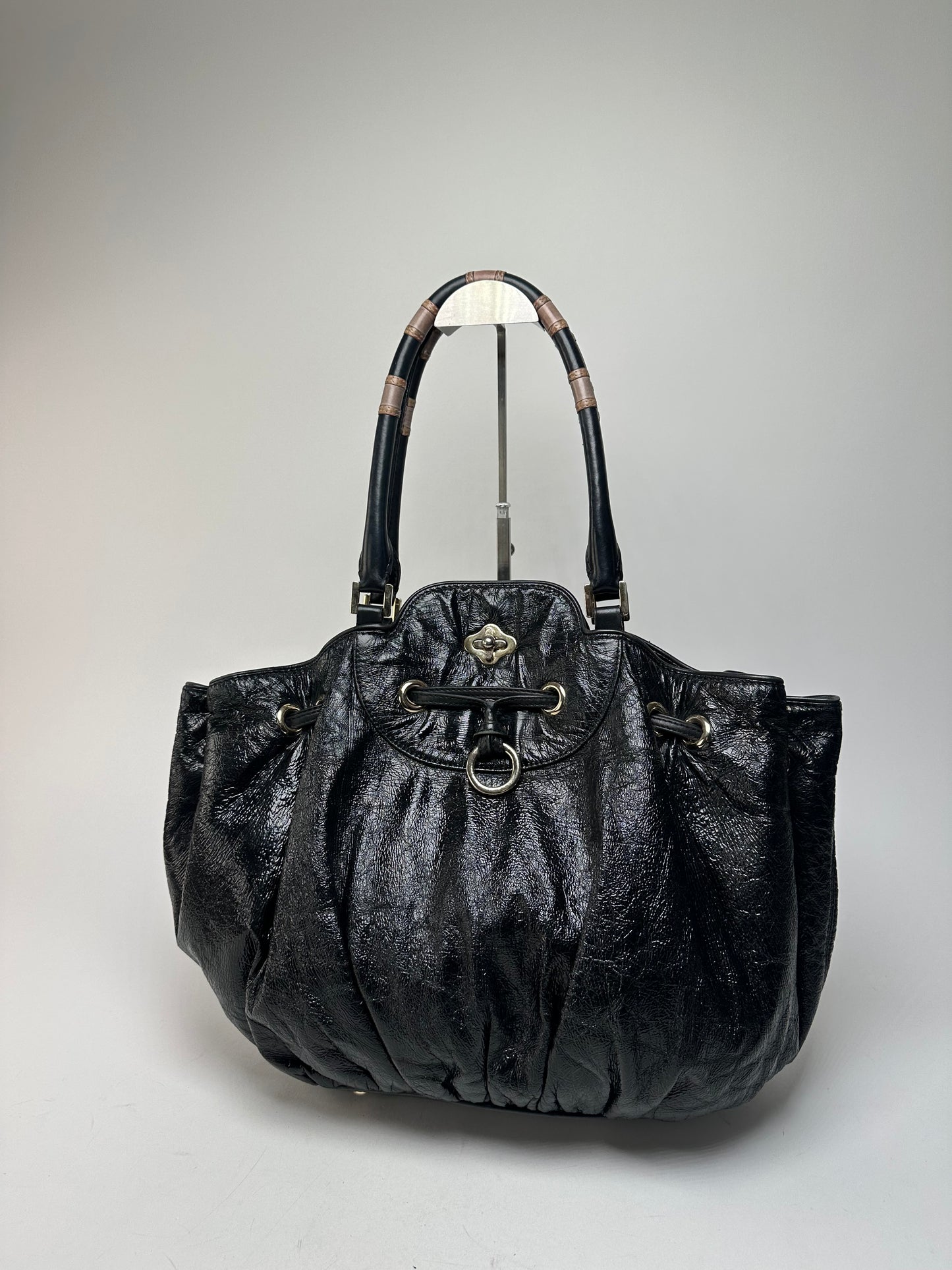 Vintage Emilio Pucci Patent Leather Handbag Black