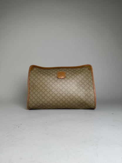 Vintage Celine Monogram Canvas Clutch Bag Beige Brown