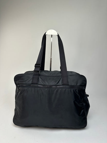 Vintage Courreges Ripstop Nylon Weekender Duffle Bag Black