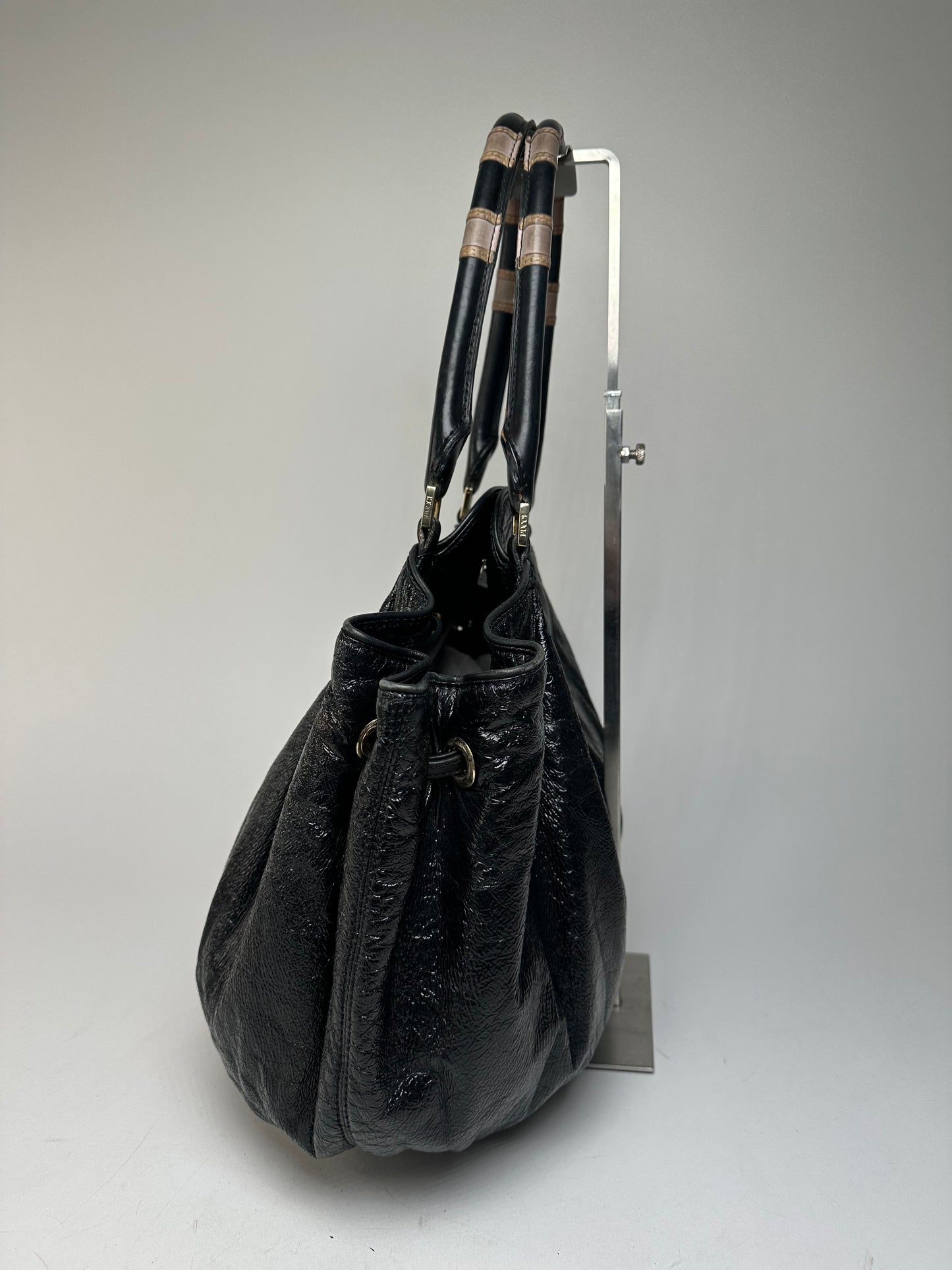 Vintage Emilio Pucci Patent Leather Handbag Black