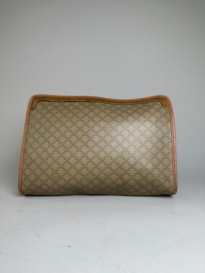 Vintage Celine Monogram Canvas Clutch Bag Beige Brown