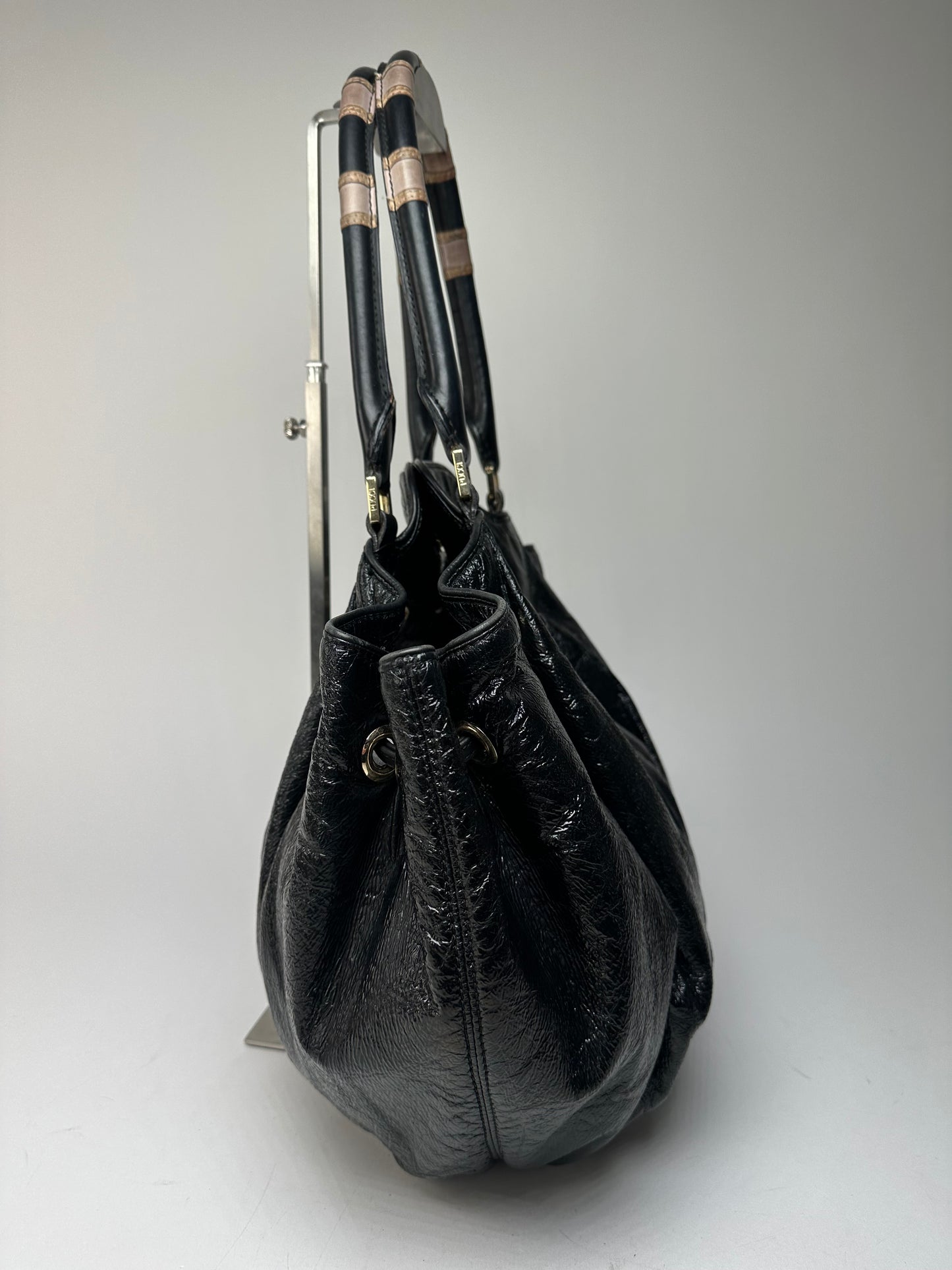 Vintage Emilio Pucci Patent Leather Handbag Black