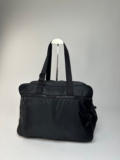 Vintage Courreges Ripstop Nylon Weekender Duffle Bag Black