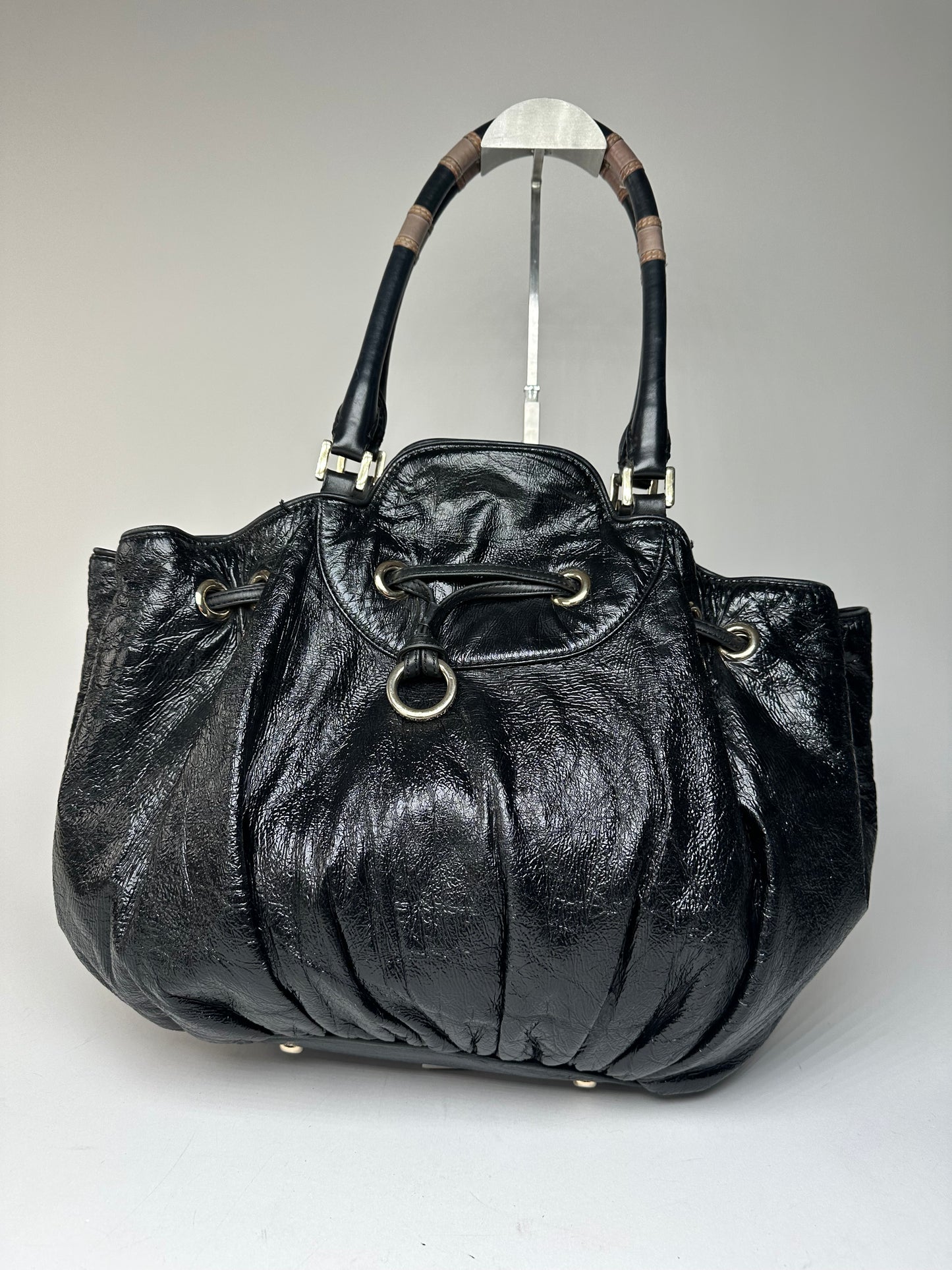 Vintage Emilio Pucci Patent Leather Handbag Black