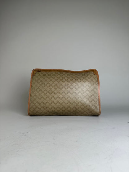 Vintage Celine Monogram Canvas Clutch Bag Beige Brown