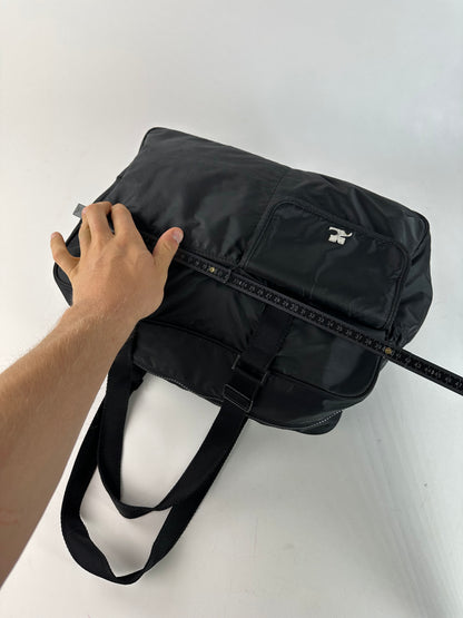 Vintage Courreges Ripstop Nylon Weekender Duffle Bag Black
