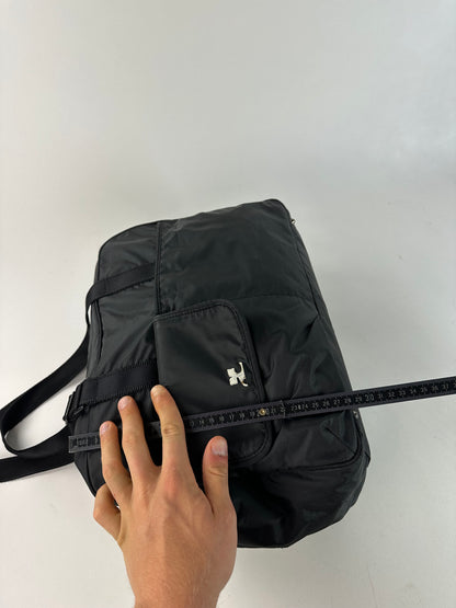 Vintage Courreges Ripstop Nylon Weekender Duffle Bag Black