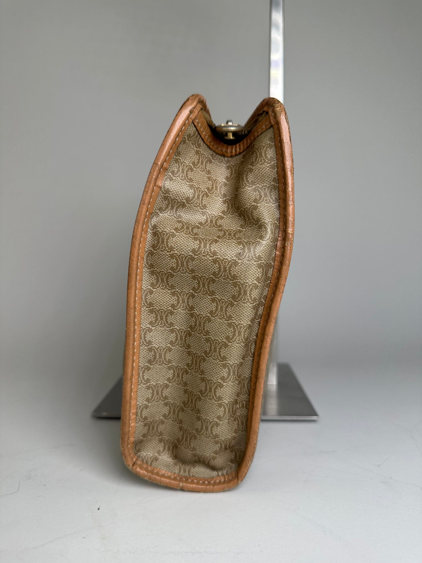 Vintage Celine Monogram Canvas Clutch Bag Beige Brown