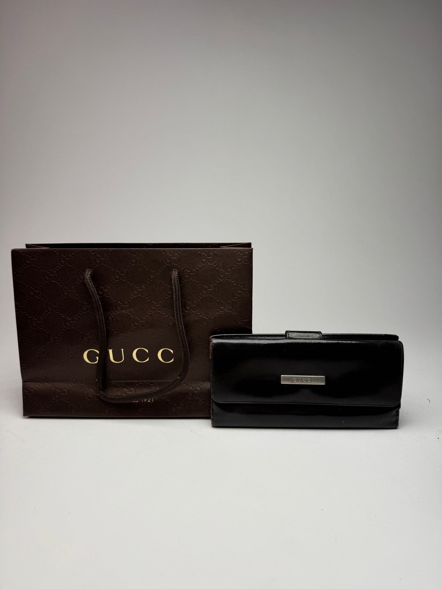 Vintage Gucci Patent Leather Wallet Brown